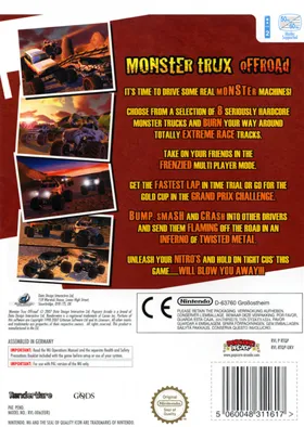 Monster Trux- Offroad box cover back